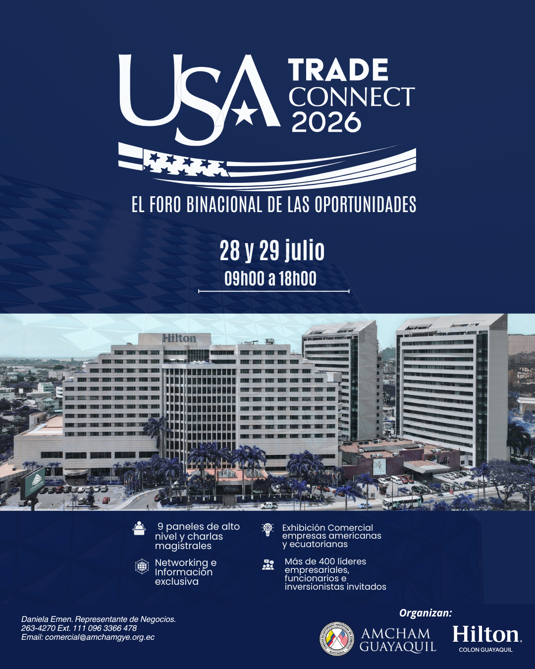 Cámara Ecuatoriano Americana de Comercio, Guayaquil y Hilton Colon organizan encuentro que conecta a Ecuador con Estados Unidos